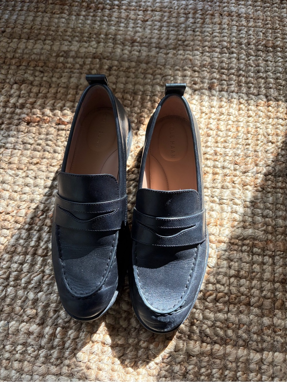 Cole Haan Women's Black Leather Penny Loafers